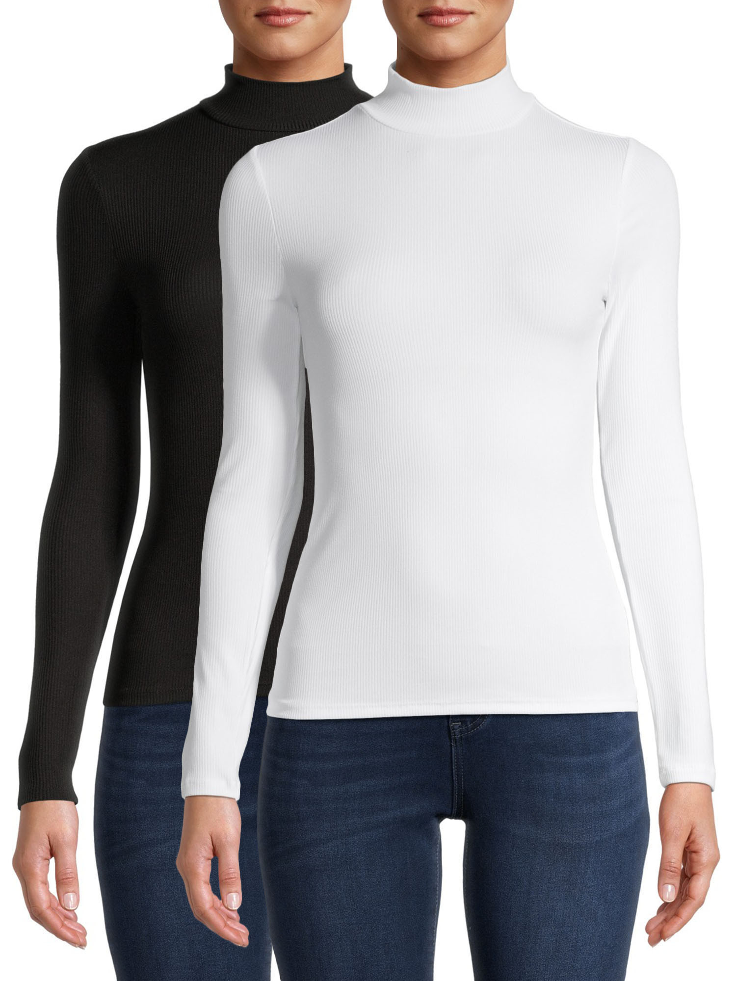 No Boundaries Juniors' Long Sleeve Mock Neck Top, 2-Pack | Walmart (US)
