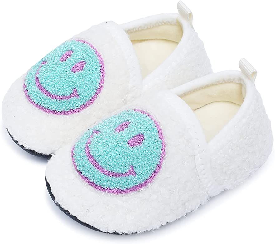 UCUHNB Kids Slippers Toddler Smiley Face House Slippers Indoor Home Non-Slip Rubber Sole Shoes Wa... | Amazon (US)