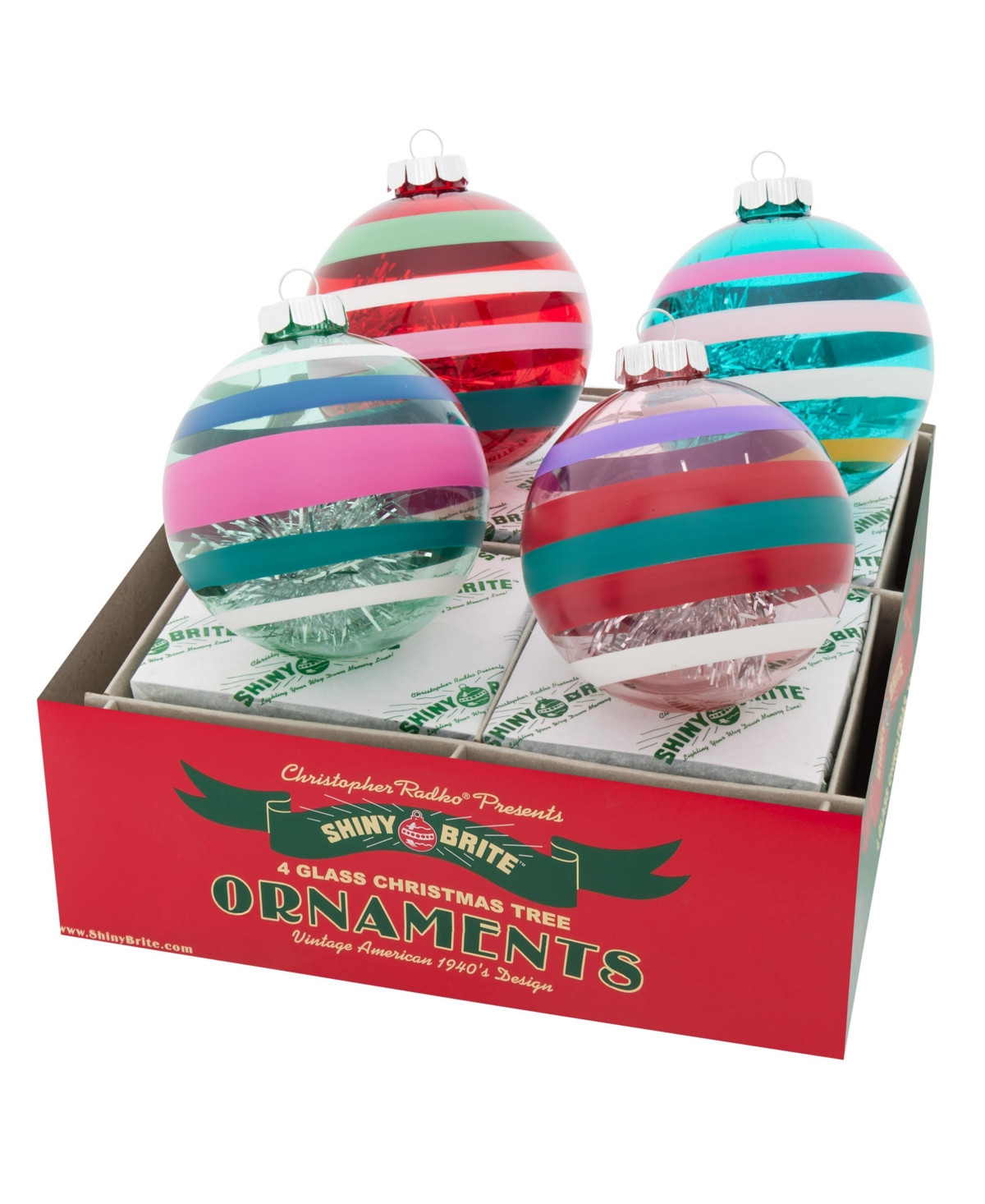 Shiny Brite Vivid Vintage Decorated Rounds, Set of 4 - Vivid vintage | Macy's