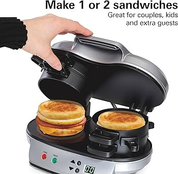Hamilton Beach Dual Breakfast Sandwich Maker with Timer, Silver (25490A) | Amazon (US)
