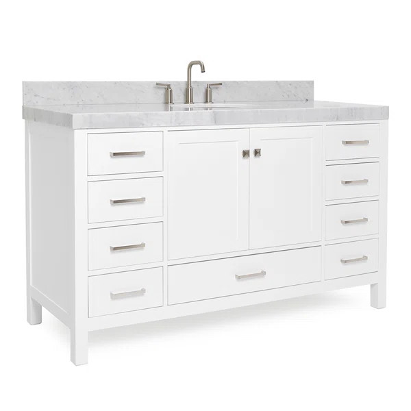 Cambridge 60'' Single Bathroom Vanity with Carrara Marble Top | Wayfair North America