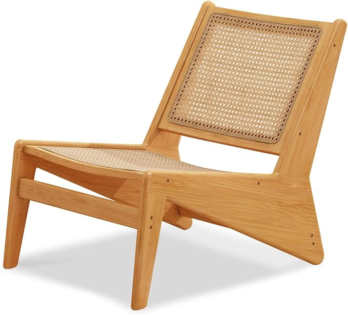 Rattan Accent Chair for Living Room, Mid Century Side Chair, Comfy Bamboo Chairs for Bedroom Read... | Amazon (US)