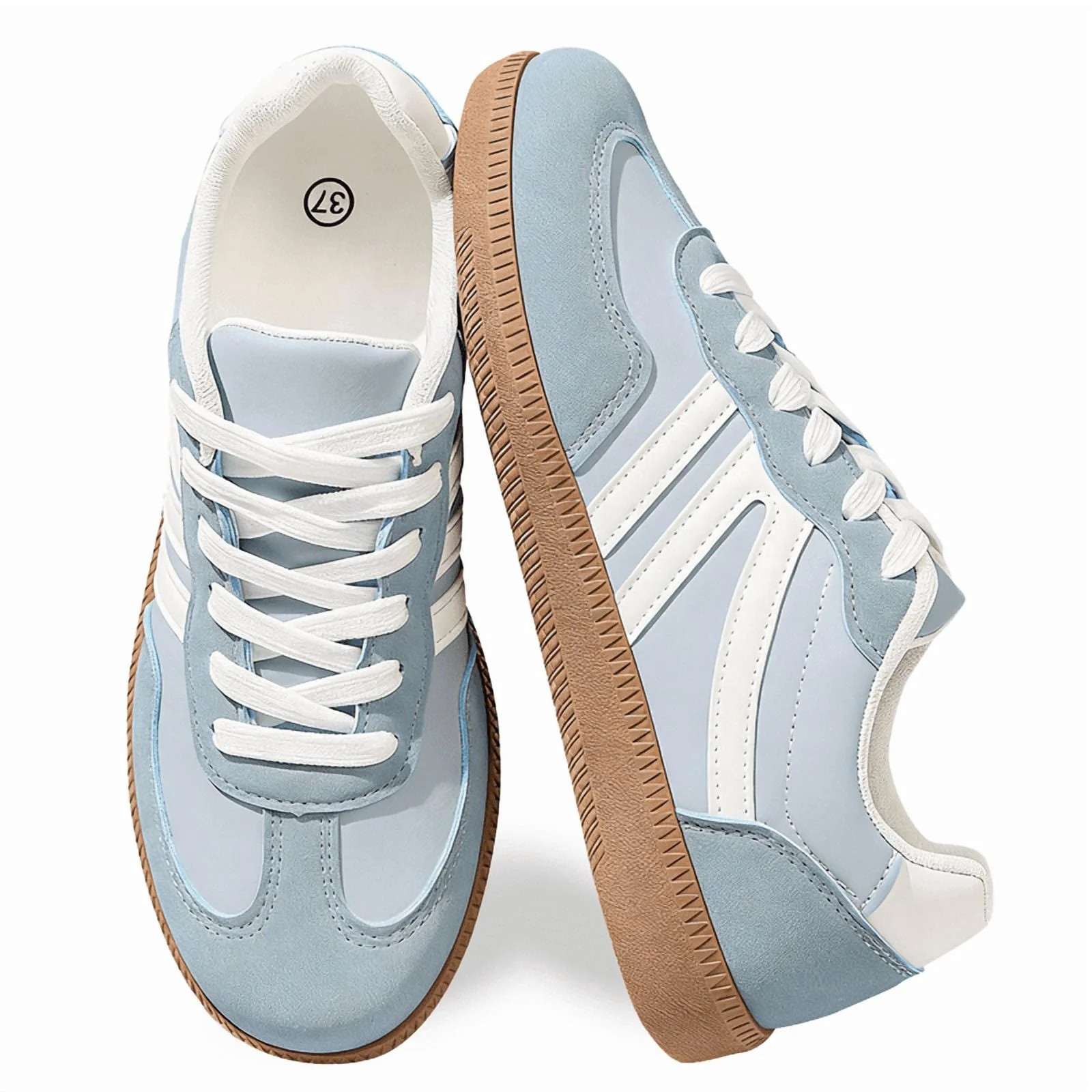 BERANMEY Women's Retro Fashion Sneakers Comfortable Casual Anti Slip Platform Low-Top Sneakers Lace Up Memory Foam Tennis Walking Skate Shoes - Walmart.com | Walmart (US)