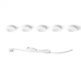 5-Light Plug-In LED White Puck Light Kit | The Home Depot