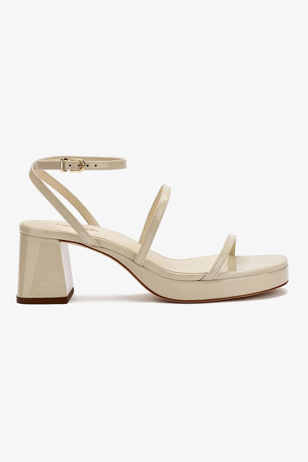 Gio Sandal In Ivory Patent Leather | Larroude