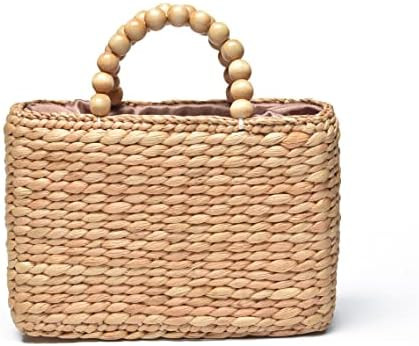 Ann & Bryan Designer Water hyacinth Handbags for Women Handmade Artisan Purse with Wooden Beaded ... | Amazon (US)