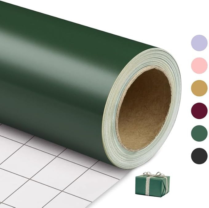 Christmas Wrapping Paper, Green Wrapping Paper, 17 Inches X 32.8 Feet, Minimalist Solid Plain Col... | Amazon (US)