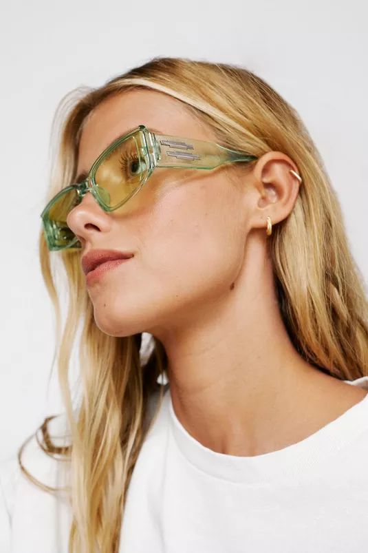 Green Lens Rectangular Sunglasses | NastyGal (UK, IE)