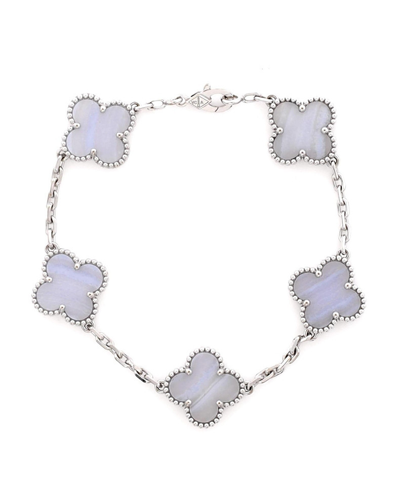 Pre-Owned Van Cleef & Arpels Vintage-Like Alhambra 5 Motifs Bracelet in 18K White Gold. Condition: Great. Collateral: Certificate of Authenticity, Signed Box, with a signed envelope | Bloomingdale's (US)
