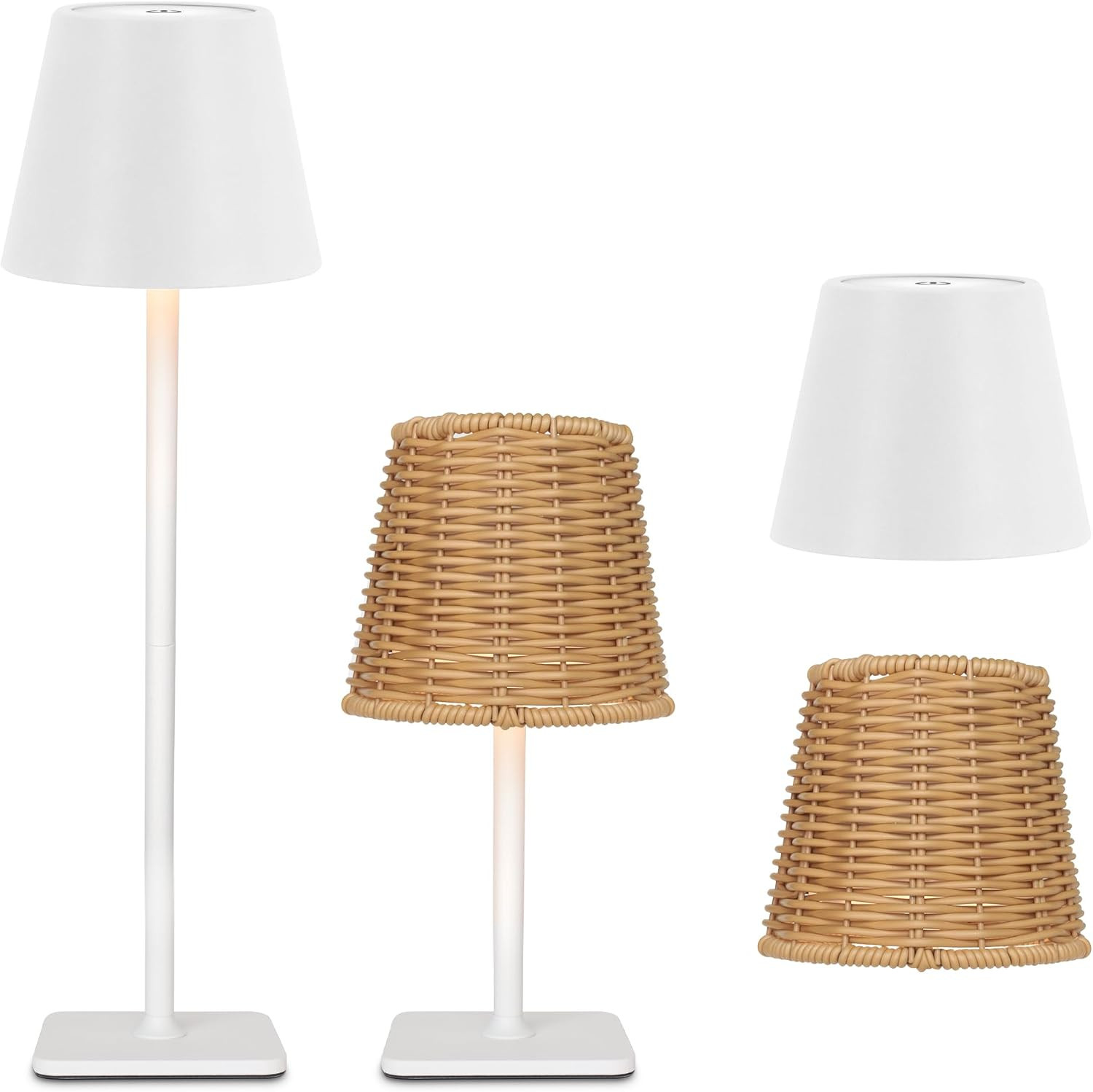Mr. White Outdoor Waterproof Cordless Set of 2 Rechargeable Portable Top Touch Battery Operated Powered LED Table Lamp Desk Lamp Lights for Restaurant Kitchen Patio Dinner Dining (White 2 Pack) | Amazon (US)