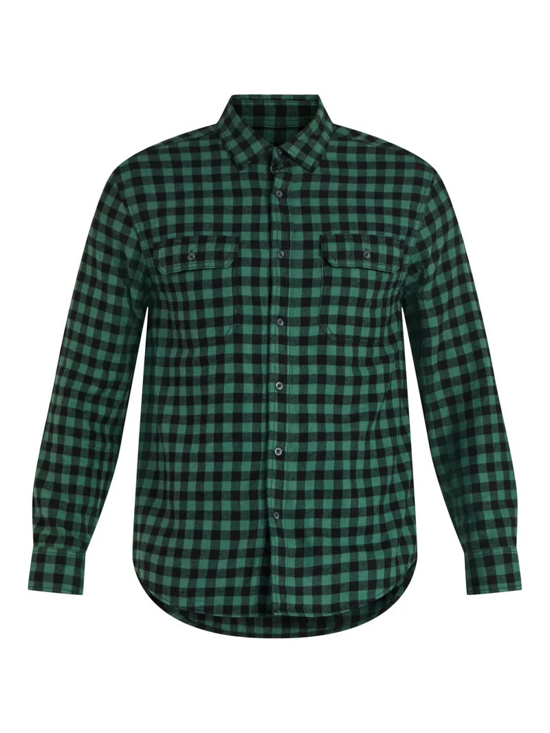 George Men's and Big Men's Double Pocket Flannel Shirt, Sizes XS-3XLT | Walmart (US)