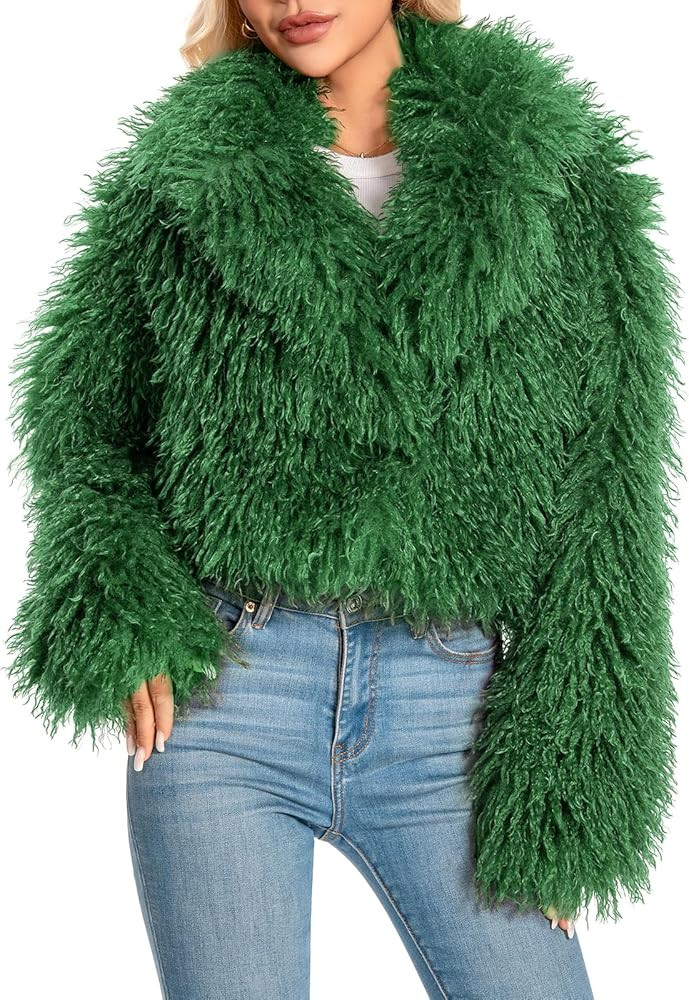 Fur Coats For Women,Plus Size Cropped Faux Fuzzy Jacket Fluffy Fall Coat. | Amazon (US)