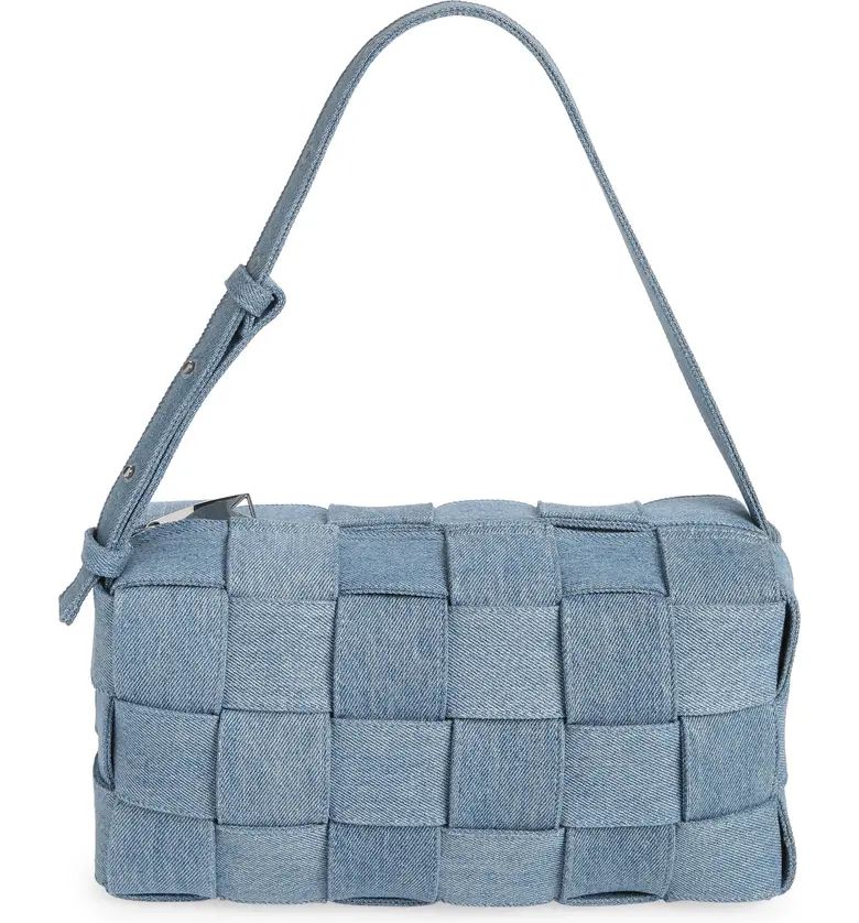 Cassette Intrecciato Denim Print Leather Shoulder Bag | Nordstrom