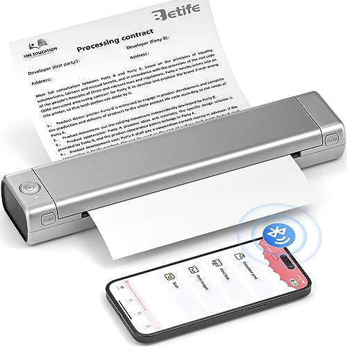 Portable Printer Wireless for Travel M08F Thermal Wireless Printer Support 8.5" X 11" US Letter, Inkless Bluetooth Printer Compatible with Phone & Laptop & PC for Travel, Business, Office (Silver) | Amazon (US)