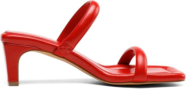 DREAM PAIRS Women's Square Toe Heels for Women Two Strap Open Toe Low Block Chunky Heels Sandals ... | Amazon (US)