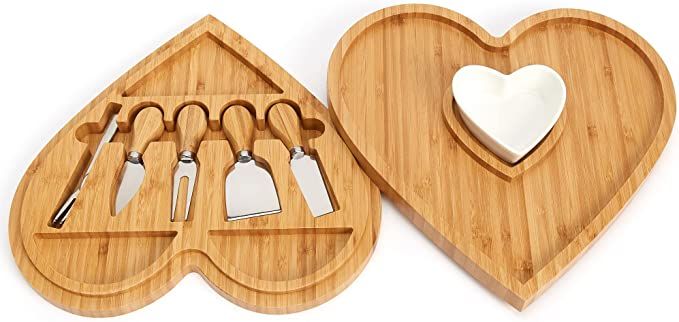 Charcuterie Boards Set Valentines Gifts Bamboo Cheese Boards Set Wood Cutting Board Valentine Gif... | Amazon (US)