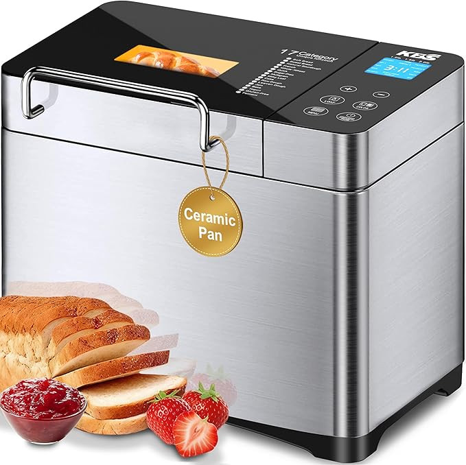 KBS Pro Stainless Steel Bread Machine, 2LB 17-in-1 Programmable XL Bread Maker with Fruit Nut Dis... | Amazon (US)