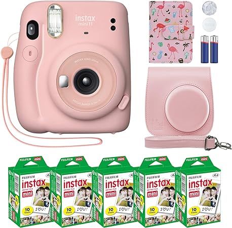 Fujifilm Instax Mini 11 Instant Camera Blush Pink + Custom Case + Fuji Instax Film Value Pack (50... | Amazon (US)