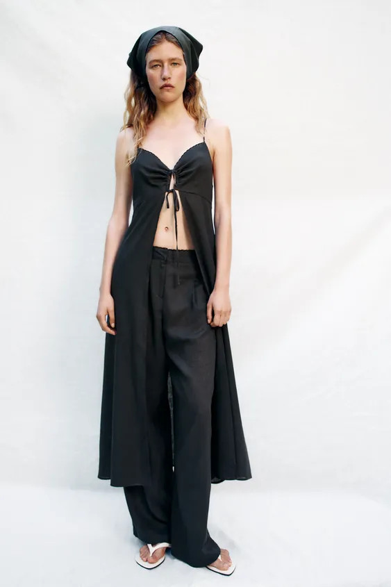 LONG LINEN BLEND CAMISOLE TOP | Zara UK