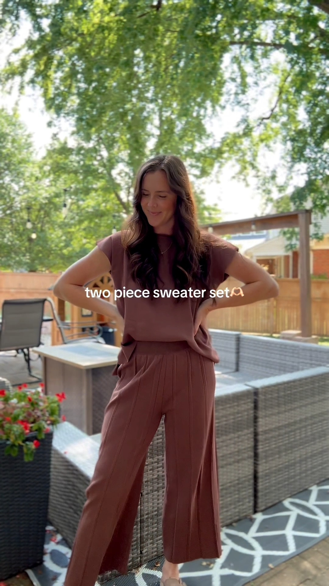 Obsessed with this two piece sweater set 🤎 The perfect cozy + chic look for early fall! Love that it’s an Amazon find—affordable, comfy, and so easy to style together or as separates. Linking this matching set for you because it’s such a fall wardrobe staple 🍂✨ #sweaterset #falloutfit #amazonfinds #ltkfallfashion #affordablefallfashion
5’8 M

#LTKFallSale #LTKFindsUnder50 #LTKSeasonal