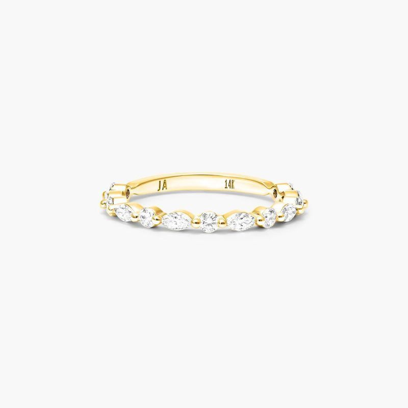 14K Yellow Gold Shared Prong Marquise and Round Diamond Ring | JamesAllen