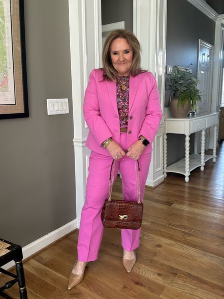 A pink suit is the dream suit! 
Blazer and pants size 14
Blouse size L

Gotta get the slingbacks! Size up 1/2 

Easter Outfit spring outfit baby shower bridal shower work outfit 

#LTKover40 #LTKfindsunder100 #LTKworkwear