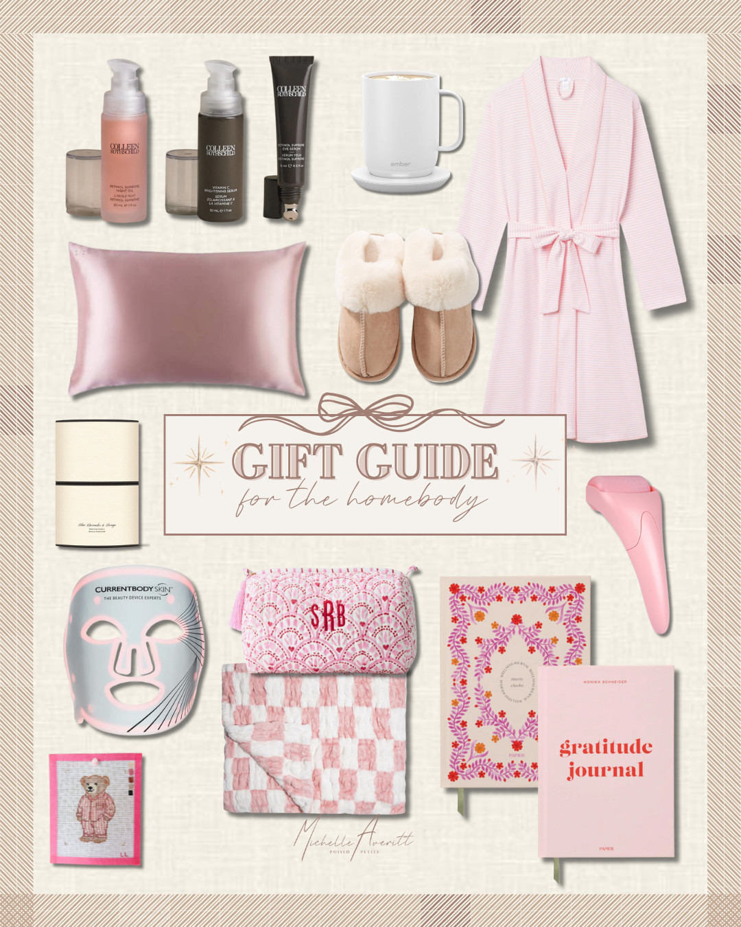 Gift ideas for the homebody in your life. Comfy, cozy finds to show them your love! Great for evenings in or for the friends who loves a cute nighttime routine! Gifts for her, cozy winter, pj set, skincare, slippers 

 #LTKGiftGuide #LTKgrwm #LTKBeauty