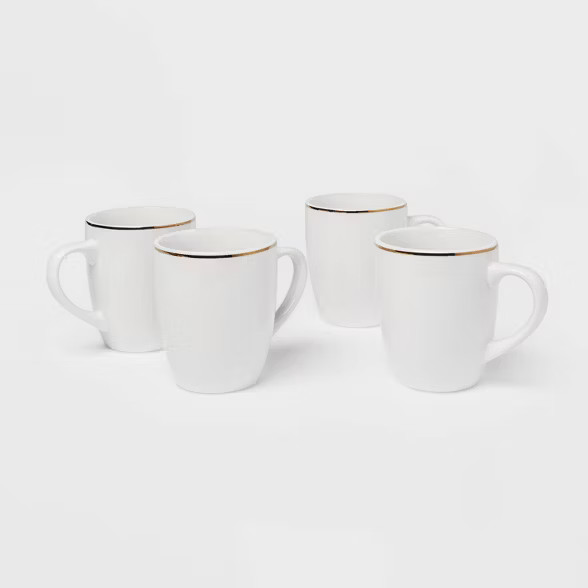 14oz 4pk Stoneware Mugs Gold - Threshold™ | Target