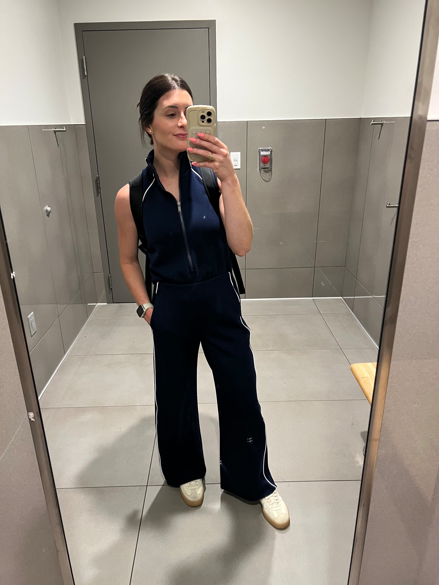 Travel outfit. Travel jumpsuit. Scuba jumpsuit. Spanx jumpsuit. Wearing a small petite  
