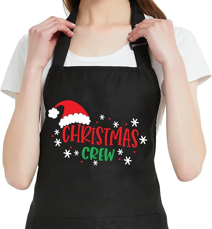 Christmas Aprons for Women Men with Pockets, Kitchen Apron for Cooking Baking Holiday Decor Gifts... | Amazon (US)