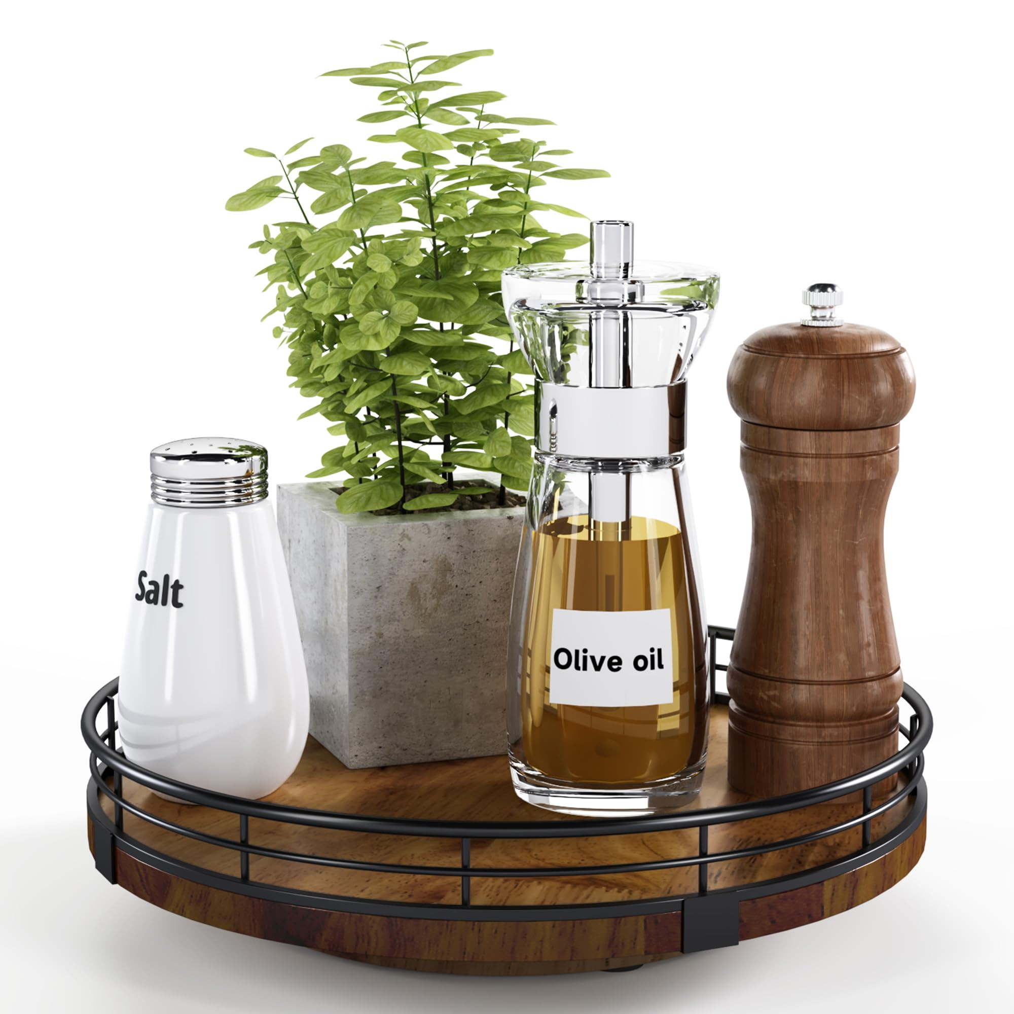 Farmhouse Oak 9" Lazy Susan Turntable Organizer for Cabinet, Round Wooden Lazy Susan Organization... | Amazon (US)