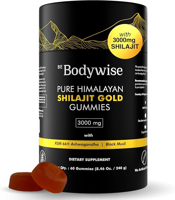 Be Bodywise Pure Himalayan Shilajit Gummies Gold I Lab Tested I No Added Sugar I Ashwagandha, Gok... | Amazon (US)