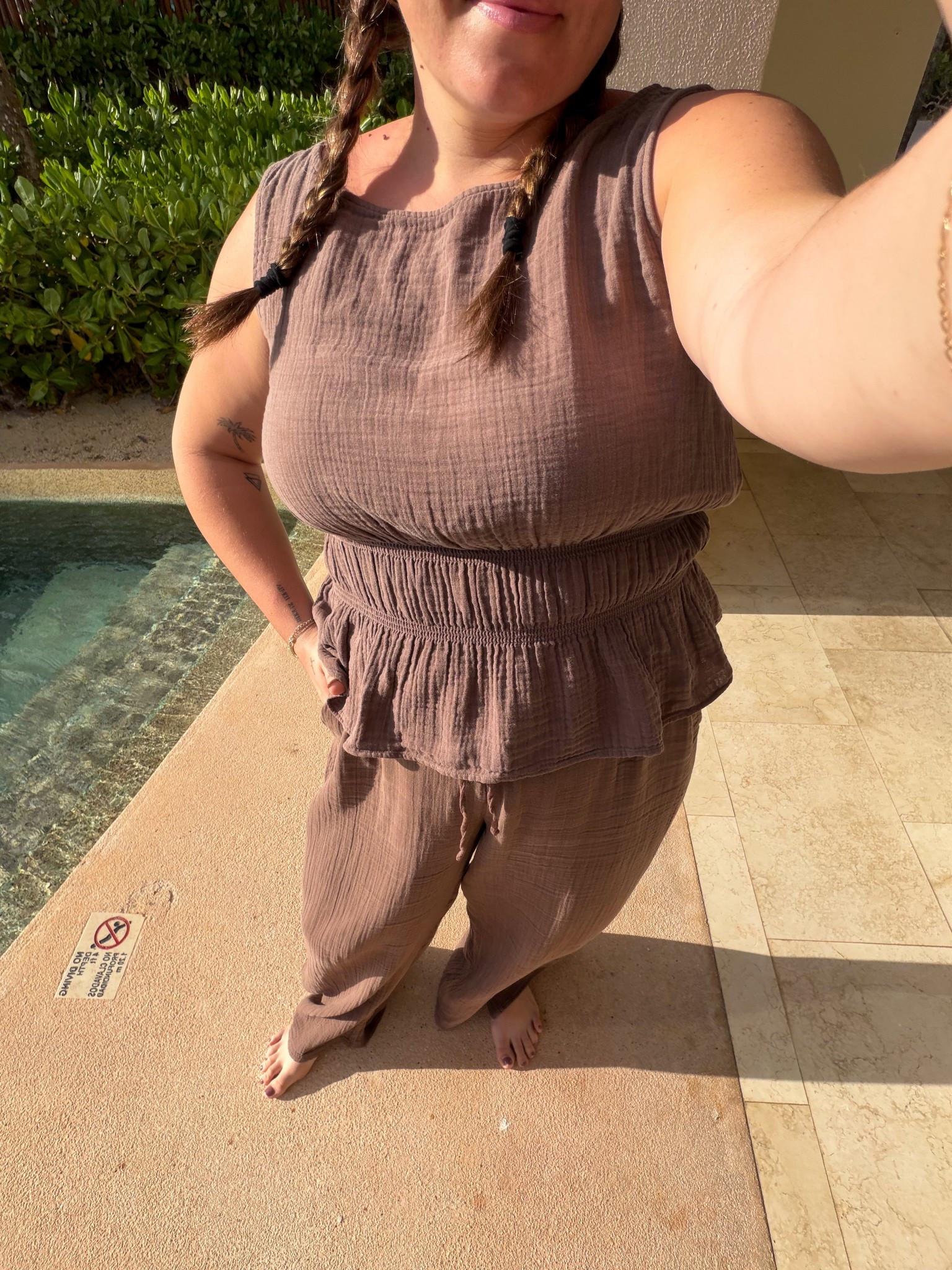 Two piece of vacation outfit from gap! Wearing large in the gauze top and large long in the pants. These pants work on their own but you could also wear them as a swimsuit cover up!
…..
Midsize, thick tummy approved, size 14, size 12, vacation, beach, pool, matching set, spring break, resort wear, cruise

#LTKtravel #LTKSeasonal #LTKmidsize