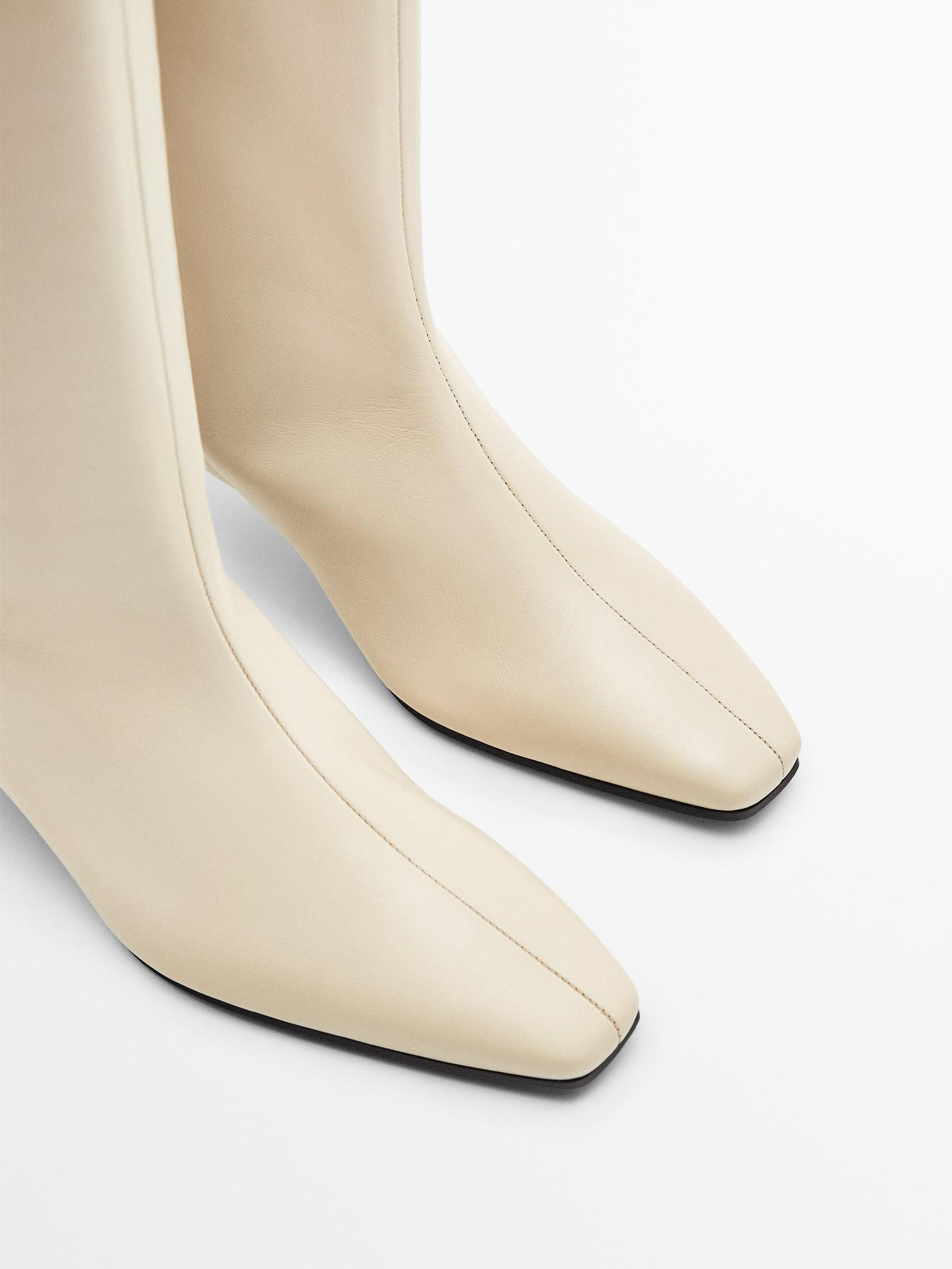 Heeled leather boots | Massimo Dutti US