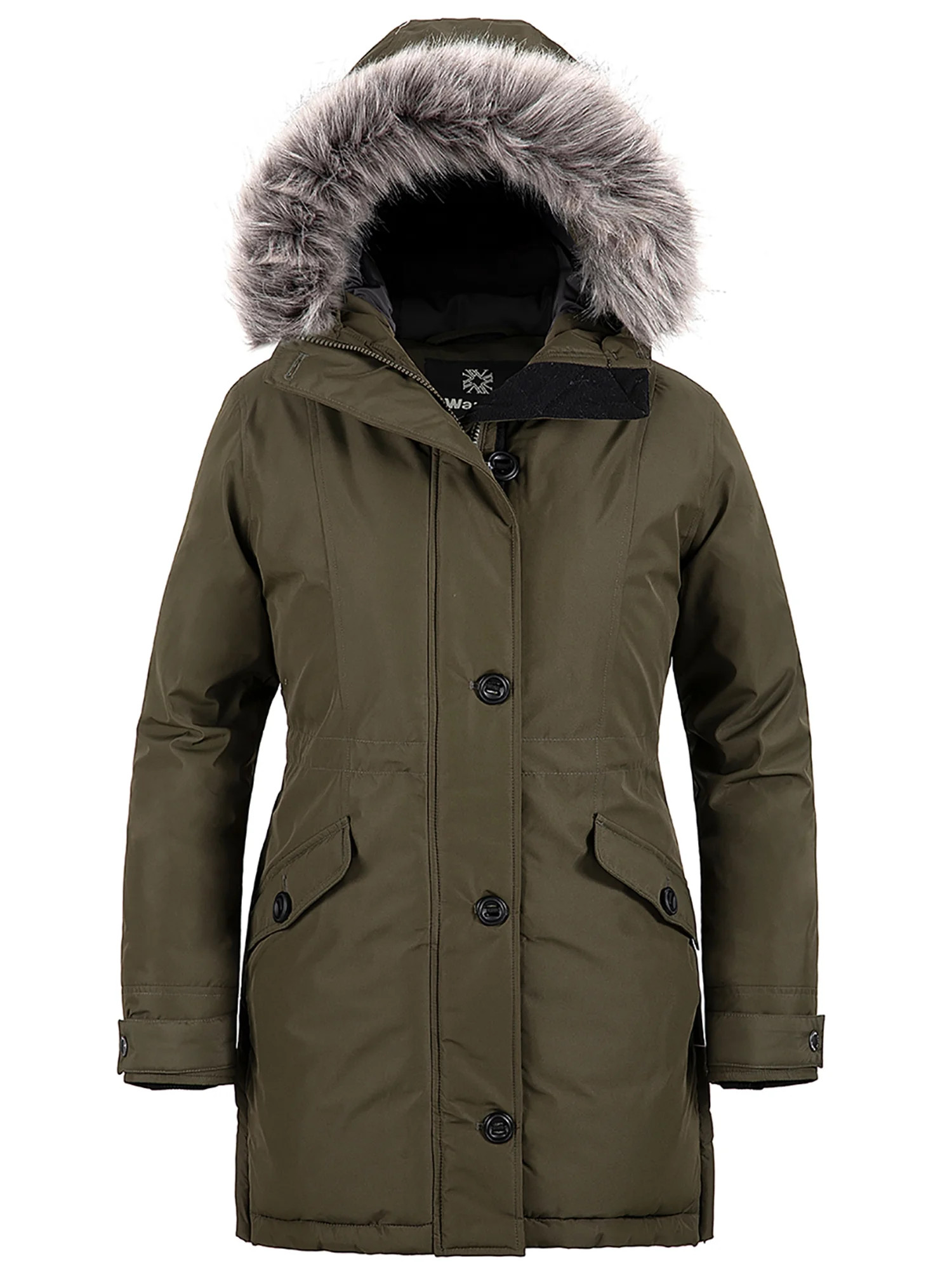 Wantdo Women's Puffer Jacket Hooded Winter Parka Waterproof Outerwear Coat Army Green L - Walmart... | Walmart (US)