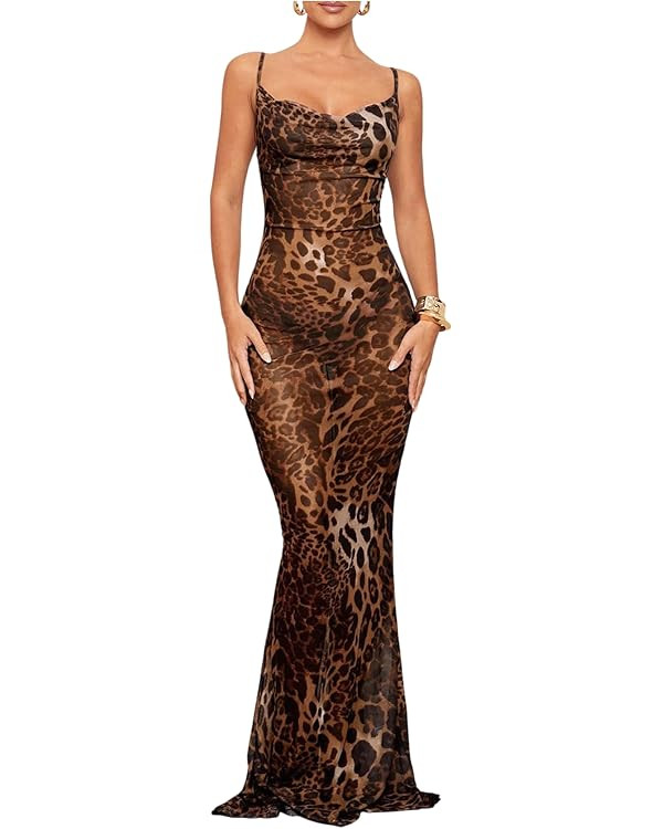 GORGLITTER Animal Zebra Print Bodycon Maxi Dress Sundresses | Amazon (US)