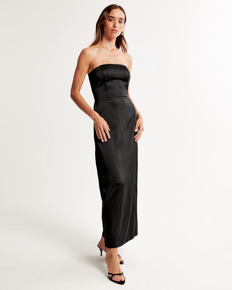 Strapless Satin Maxi Dress | Abercrombie & Fitch (US)