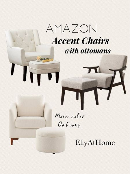 Versatile, neutral accent chairs with ottomans from Amazon home. More color options available. Priced right for any room in your home. Living room, bedroom, family room. Home decor accessories. Free shipping. 

#LTKfamily #LTKsalealert #LTKhome