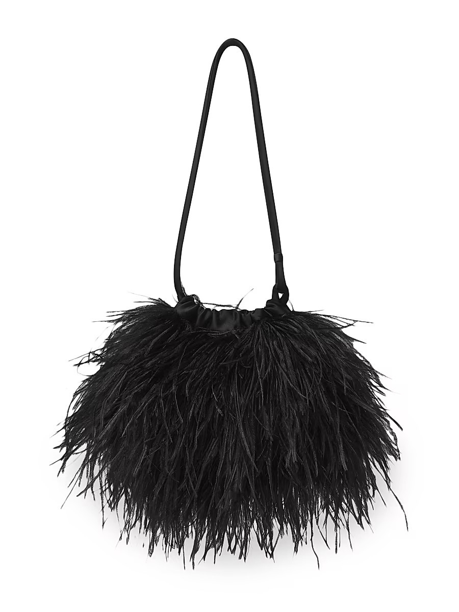 Women's Janie Feathered Shoulder Bag - Black | Saks Fifth Avenue