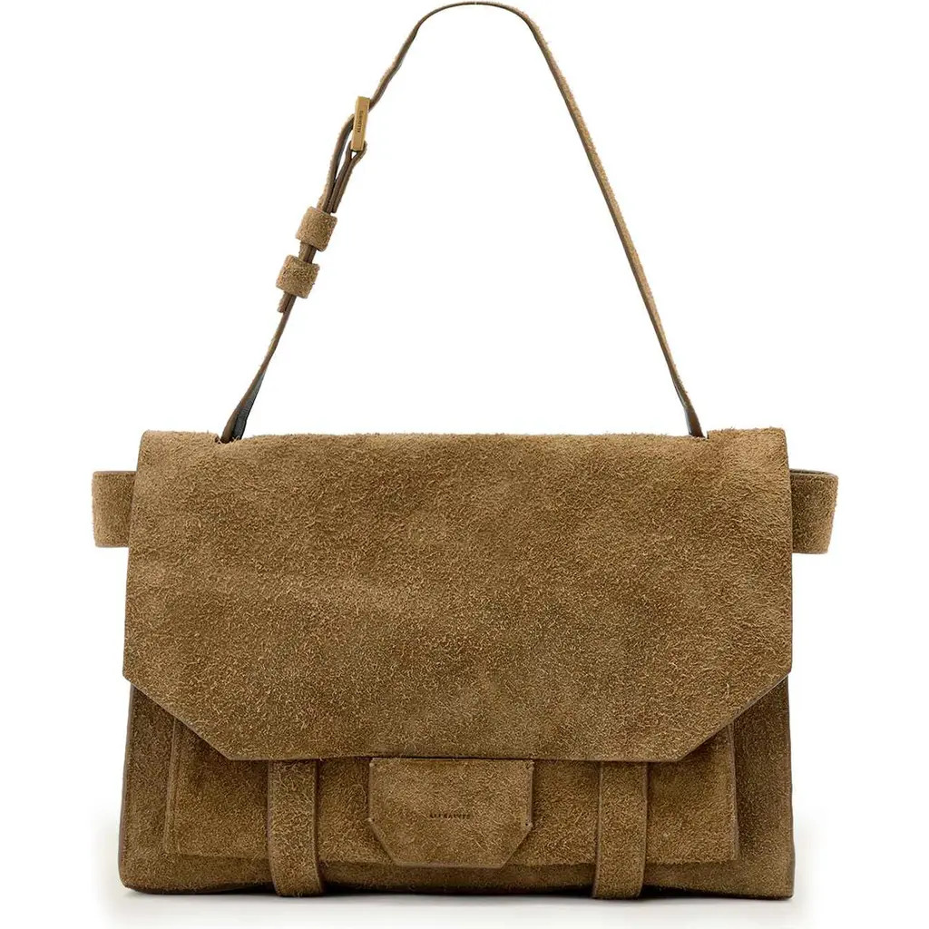AllSaints Ursa Suede Satchel Bag in Biscuit Brown at Nordstrom | Nordstrom