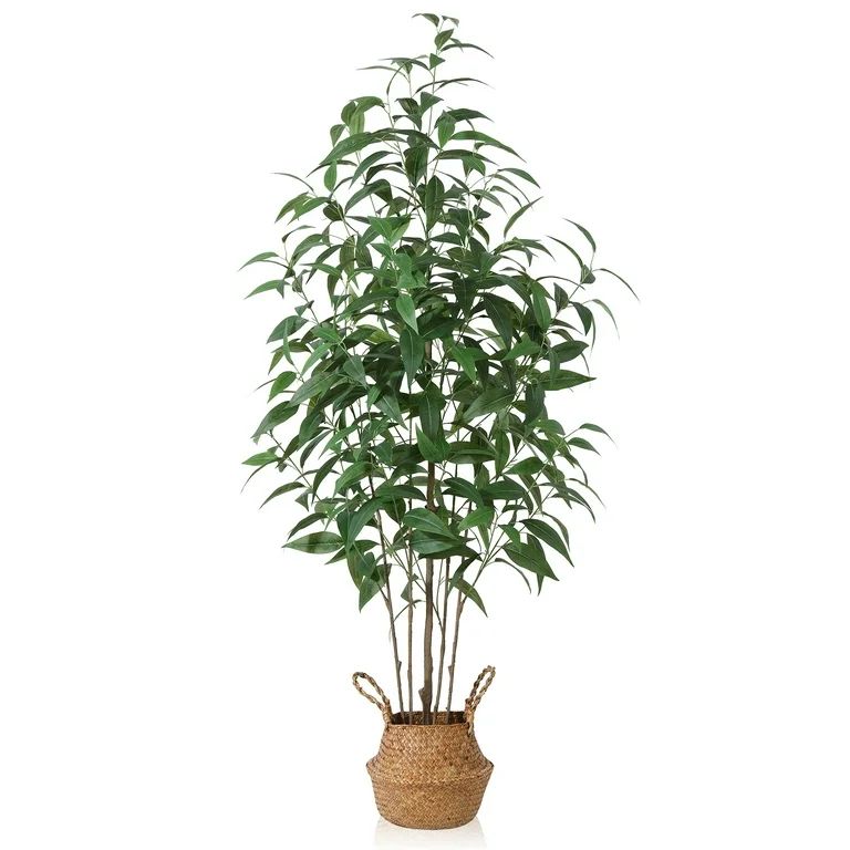 5FT Artificial Eucalyptus Tree Fake Plant in Pot with 8'' Handmade Seagrass Basket | Walmart (US)