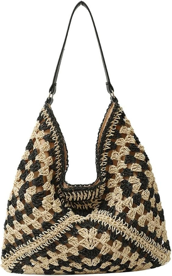 Straw Tote Bags For Women, Vintage Hobo Bag, Designer Large Beach Bag Shoulder Everything Handbag... | Amazon (US)
