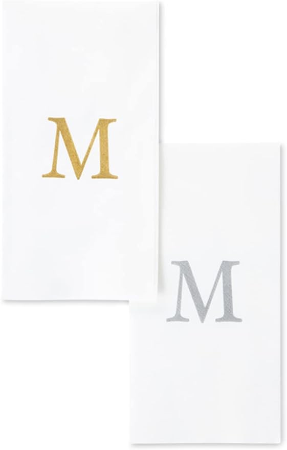 AMERICAN HOMESTEAD Disposable Hand Towels - Gold Monogrammed Guest Napkins - Linen-Like Bathroom ... | Amazon (US)
