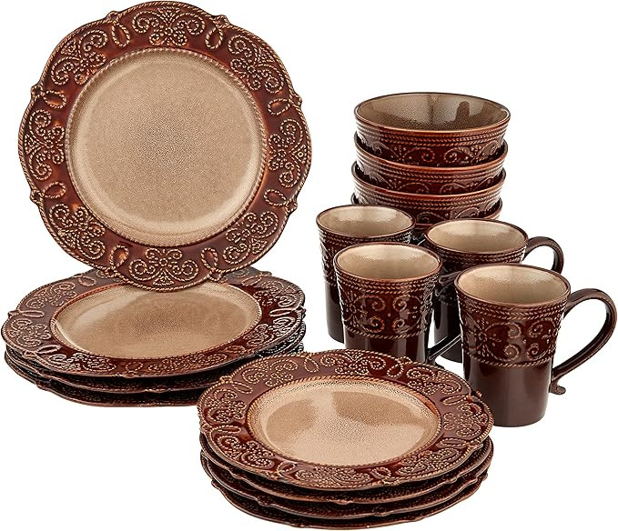 Elama’s Salia 16 Piece Stoneware Dinnerware Set | Amazon (US)