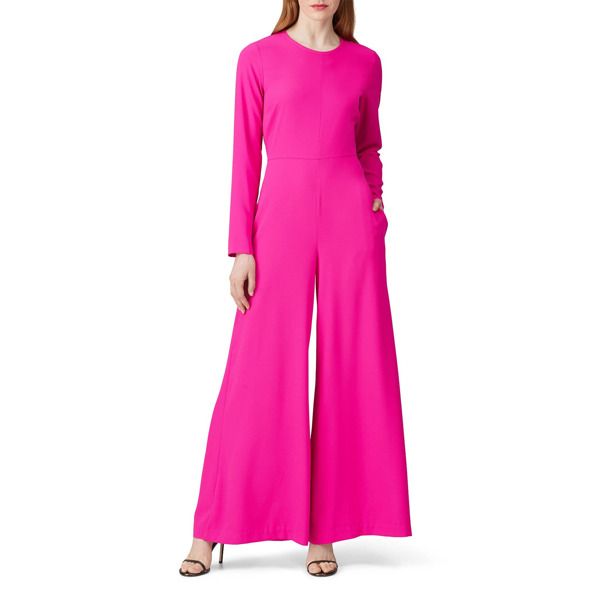 Adam Lippes Collective Long Sleeve Magenta Jumpsuit pink | Rent the Runway