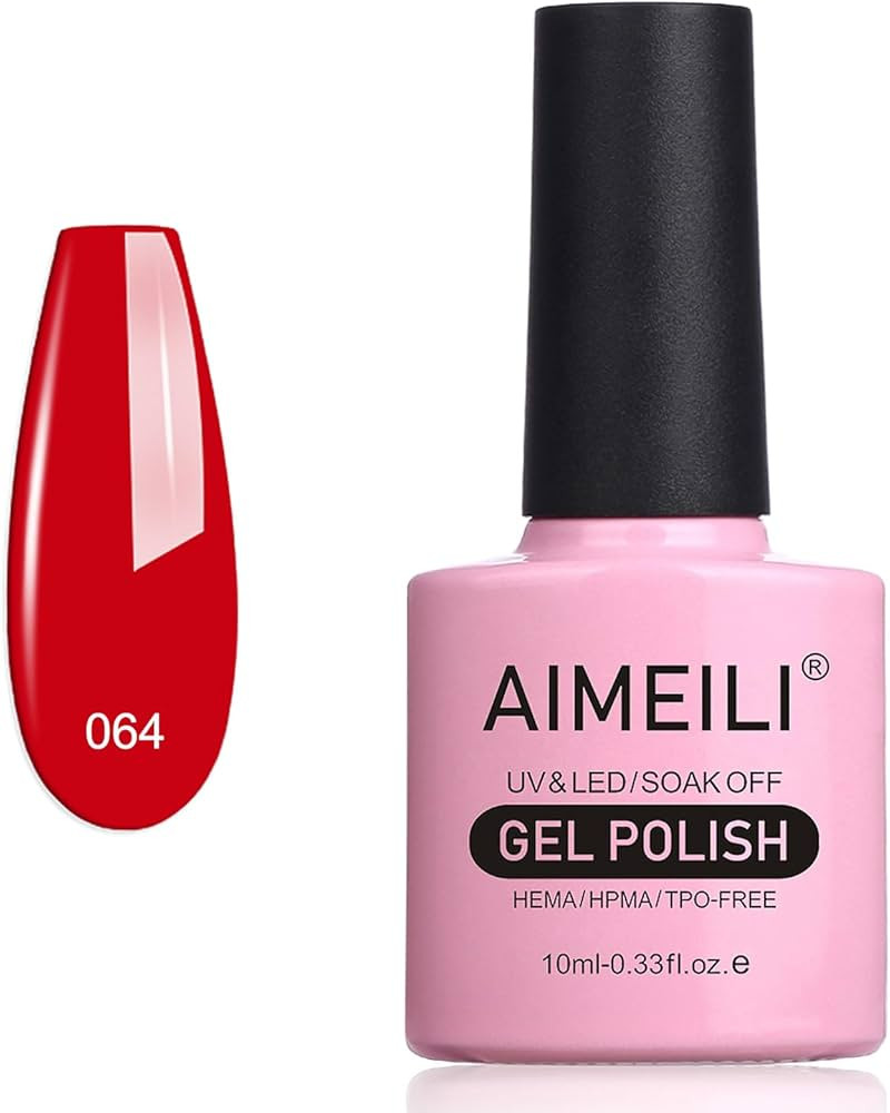 AIMEILI Soak Off U V LED Red Gel Nail Polish - Pillar Box Red (064) 10ml | Amazon (US)