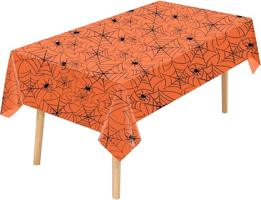 4 Pack Halloween Spiderweb Tablecloth,54" x 108" Rectangular Plastic Spider Web Table Cloth Large... | Amazon (US)