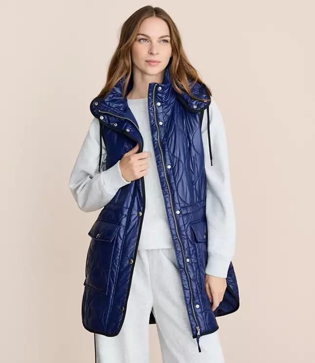 Lou & Grey Quilted Long Pocket Vest | LOFT