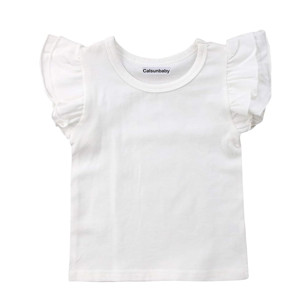 Infant Toddler Baby Girl Top Basic Plain Ruffle T-Shirt Blouse Casual Clothes | Amazon (US)
