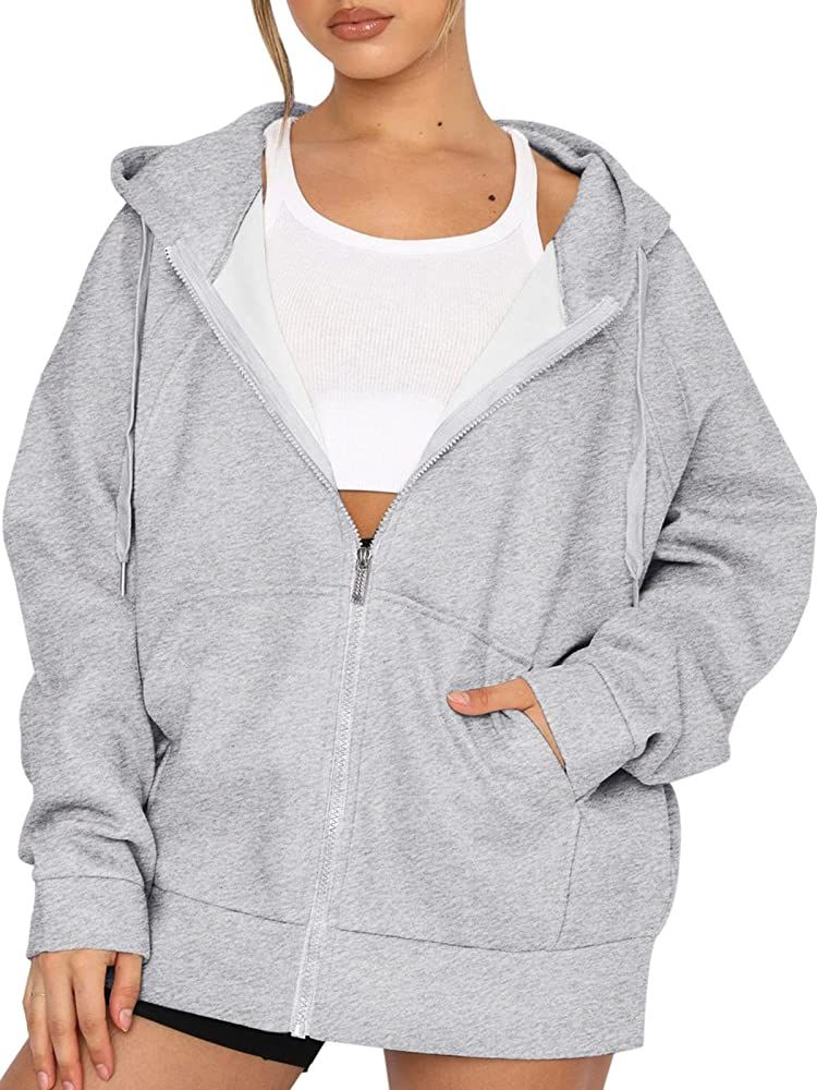 LASLULU Womens Zip Up Hoodies Fleece Lined Jacket Athletic Sweatshirts Long Sleeves Drawstring Hoodi | Amazon (US)